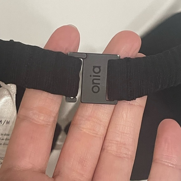 ONIA Johanna Top in Black White Straps Ribbed Curved Shape Adjustable Medium - Picture 7 of 11